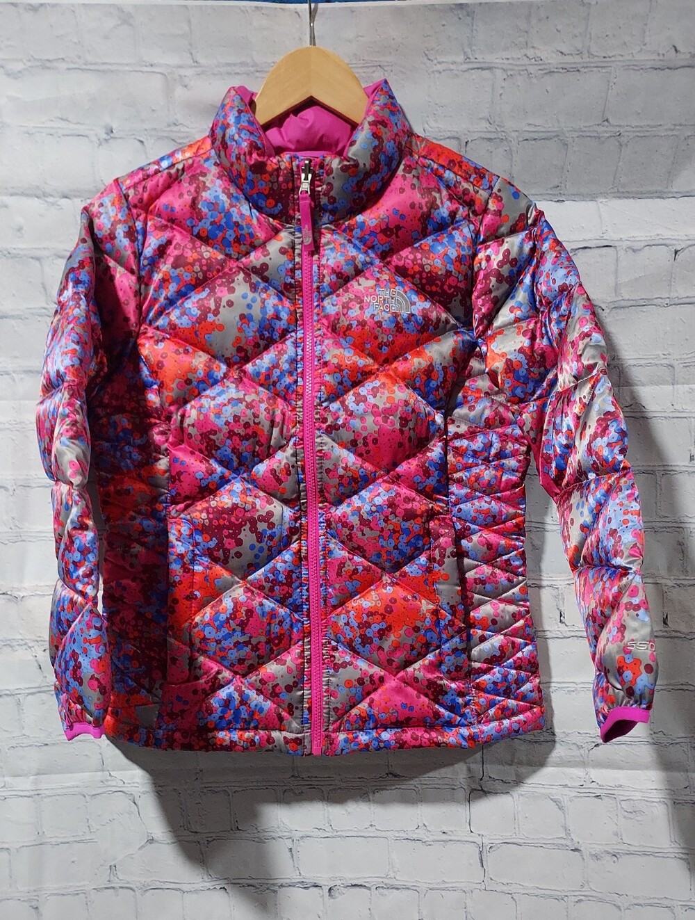 The North Face 550 Girls Pink Quilted Puffer Down Jacket Youth Girls Large 14/16